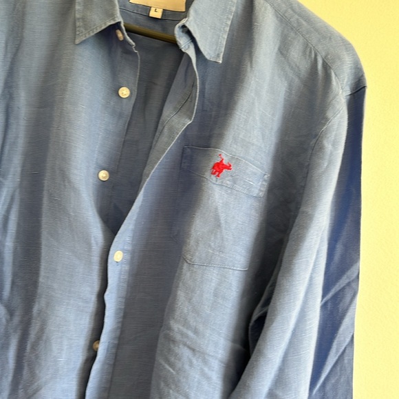 Peter polo blue linen long sleeve shirts - Picture 7 of 9